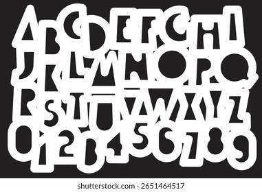 Simple, thick, humorous,  geometric letter font with holiday and party theme. Book, literature, fairy tale, cartoon, captions. Latin alphabet letters and numbers. No AI used
