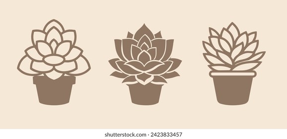 símbolo de flor de planta gruesa simple y gruesa vectores de logotipo plano