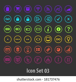 Simple thin icon set in color for web design.