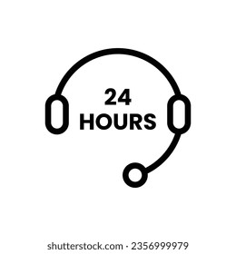 simple thin line 24 hours hotline. flat linear style trend modern office conversation logotype graphic design isolated on white background. concept of round-the-clock help symbol and secretary talk