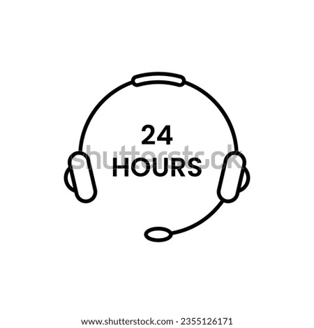 simple thin line 24 hours hotline. flat linear style trend modern office conversation logotype graphic design isolated on white background. concept of round-the-clock help symbol and secretary talk