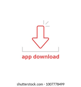 simple thin line app download logo. contour flat style trend modern logotype graphic art design isolated on white background. concept of application downloading from web store or program user loading