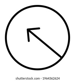 Simple thin line arrow pointing up diagonally in a button. Royalty-free.