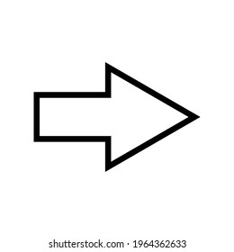 Simple thin line arrow pointing right on a white background. Royalty-free.