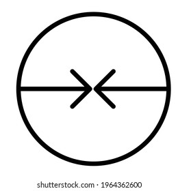 Simple thin line arrows pointing horizontally left and right in a button. Royalty-free.