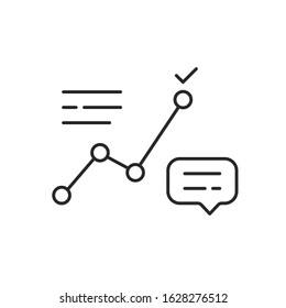 simple thin line big data analytics report. flat linear trendy modern stroke logotype graphic art design element isolated on white. concept of statistics analysis process and productivity improvement