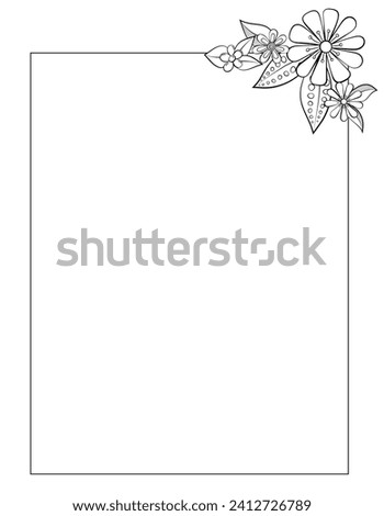 A simple thin line border with ornate decorative flowers in the corner. Perfect for journals, scrapbooking, flyers, cards, etc. Can be used portrait or landscape, and flowers can move to any corner.