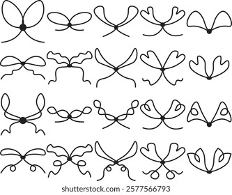 A simple thin line of bows on a ribbon to decorate a gift doodle style ropes