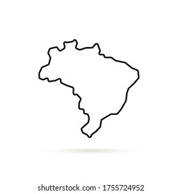 simple thin line brazil map with shadow. flat stroke style trend modern lineart logotype graphic design web infographics element isolated on white background. concept of territory brazilian country