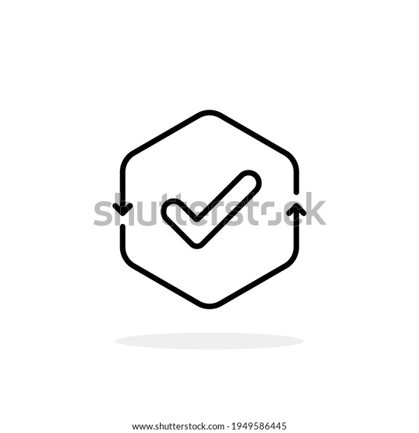 simple thin line checkmark icon like cash flow.\
concept of accessible validation and quality control and\
verification. stroke trend modern renew or file load logotype\
graphic linear continuous\
design
