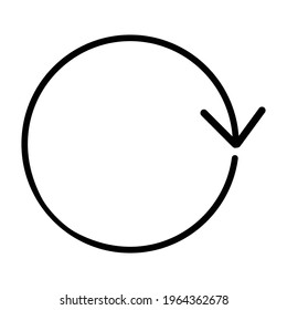 Simple thin line circular arrow on a white background. Royalty-free.
