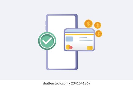 Simple thin line contactless payment icon. concept of global marketing or e-commerce check mark and paypass method.on white background.Vector Design Illustration.