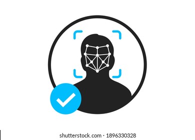 Simple thin line face id scan icon. Face identification. Identification of a person. Face id icon. Face scanning process. Facial detection symbols. Biometric verification, new recognition technology