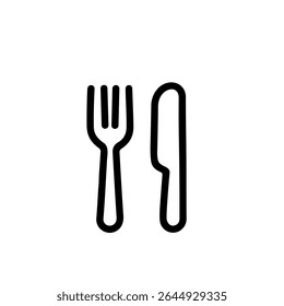 Simple Thin Line Fork and Knife Cutlery Tool Icon Illustration