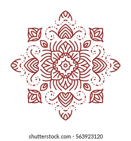Simple thin line intricate mandala design. Ethnic / oriental round element. Vector illustration.