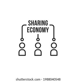 simple thin line people like sharing economy. concept of personal bike or car use for rent or sustainable life. outline style modern teamwork logo graphic stroke art design web infographic element
