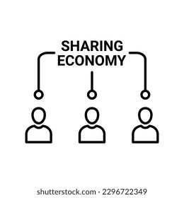 simple thin line people like sharing economy. concept of personal bike or car use for rent or sustainable life. outline style modern teamwork logo graphic stroke art design web infographic element