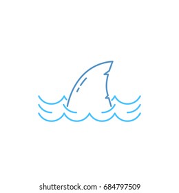 simple thin line shark in wave icon. linear flat style trend modern logotype graphic art design isolated on white background. concept of big oceanic aggressive hunter from horror movie