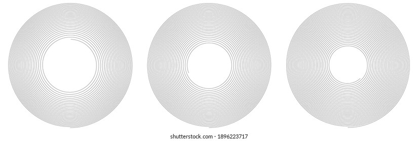 Simple thin line spirals forming circle, different density versions