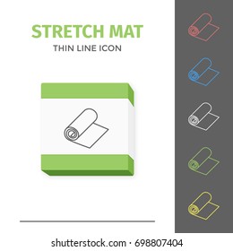 Simple thin line stroked fitness stretch exercise or yoga mat vector isolated sport icon. Concept of healthy still life equipment