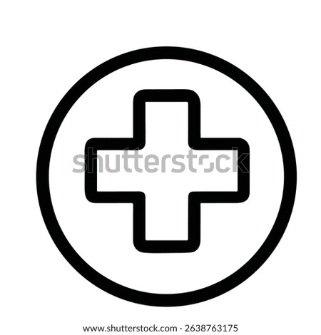 Simple Thin Line Style Medical Cross Symbol Inside a Circle Shape Icon