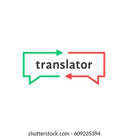 simple thin line translator logo. concept of child learning chat and interpreter dialog label isolated on white background. flat unusual logotype graphic art design