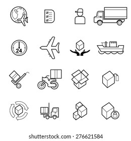 simple thin line  vehicle and transportation related icons application design