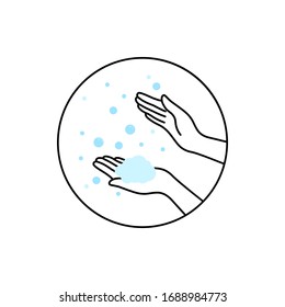 simple thin line washing hand icon. flat linear style trend modern scrubbing arms logotype graphic art design isolated on white background. concept of general hygiene rule or disease prevention