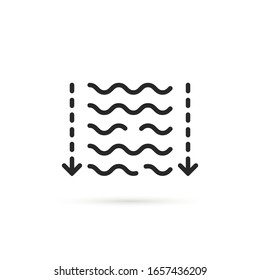 Simple Thin Line Water Depth Icon. Concept Of Icon For Easy Informing The Depth Of Pool Or Lake. Stroke Flat Style Trend Modern Logotype Graphic Art Design Element Isolated On White Background