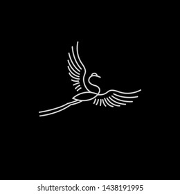 Simple and thin logo: Heron line design logo template