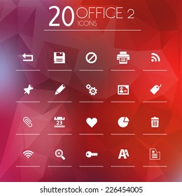 Simple thin office 2 icons on blurred background, 10 EPS