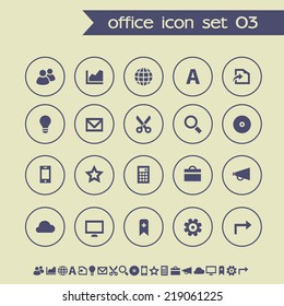 Simple thin office 3 icons on light gray background