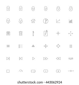 Simple thin outline Icon set .Trendy simple thin Icons for Web design or Mobile application.Vector illustration thin icon set.