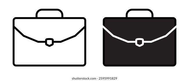 A simple, thin portfolio icon. Isolated on a white background, the briefcase icon is a simple pictogram. A set of portfolio icons. Business portfolio, career, profession icon. Vector illustrations