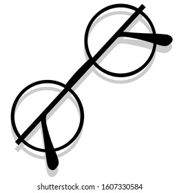 simple thin round glasses in black on a white background