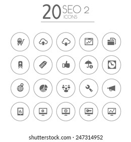 Simple thin SEO set 2 icons on white background