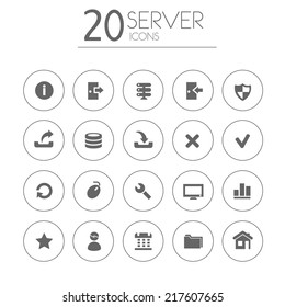 Simple thin server icons on white background