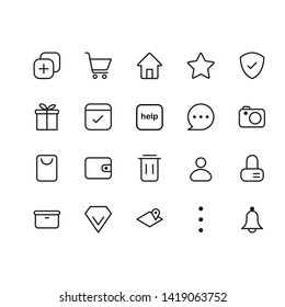 Simple Thin Set UI Icon Vector Design Template