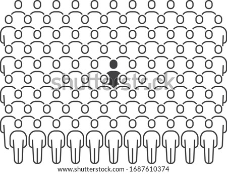 Simple of Think Differrent Diversity or Divergent or Brave or Unlikely of Business People Group Concept. Modern and Trendy Stick Figure Person Human Avatar Line Outline Icons.  Illustration EPS 10.