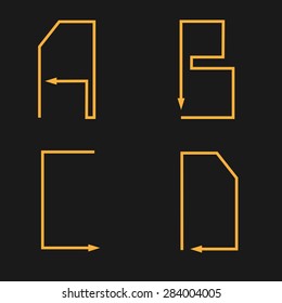 Simple Think Line Arrows Alphabet. Y and Z letterrs for logo template or education.