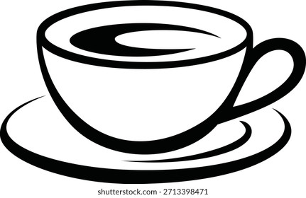 Silueta de taza de café de línea delgada simple perfecta para la marca de café, gráficos de menú, empaques, 
Pegatinas y logotipos modernos de bebidas. 