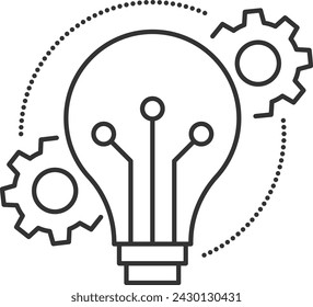 Einfaches Dünnlinien-Innovationssymbol, Birne und Zahnrad. Vektor-Symbol der Innovation auf transparentem Hintergrund.