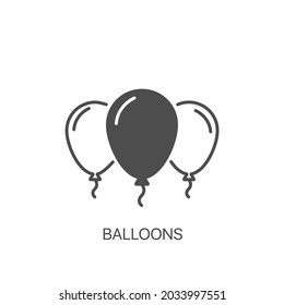 Simple three balloons icon. Stroke pictogram. Vector sign for mobile app and web sites. Two white and one black balloon