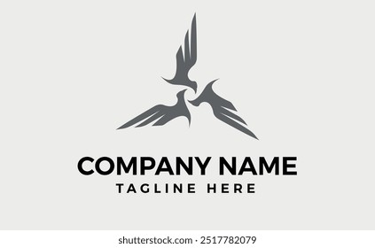 simple three bird logo vector illustration, Solid art, Minimal and simple bird branding design.
