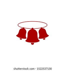 simple three christmas bells red silouhete