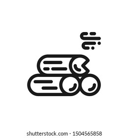 Simple three fire wood icons with wind in line style design on white background. Suitable for autumn seasons, fall, pattern design and website app. Pixel Perfect 48x48. Vector Illustration EPS 10.