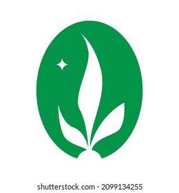 simple three green leaves logo vector