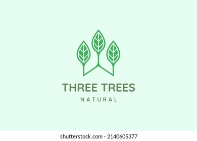 Logo simple de tres hojas para empresas que representan la naturaleza