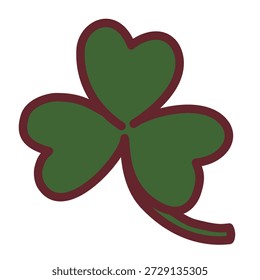 Einfaches dreiblättriges Shamrock Klee Grafiksymbol, das Glück symbolisiert