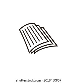 Simple three paper cartoon symbol logo style line art illustration design vector